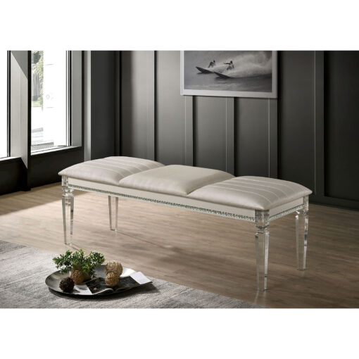 Maddie Contemporary Crystal & Mirror Accents Bench