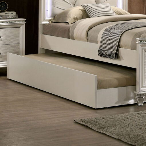 Allie Contemporary Solid Wood Pearl White Trundle