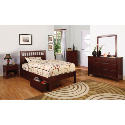 Carus Transitional Solid Wood Paneled Headboard Bed