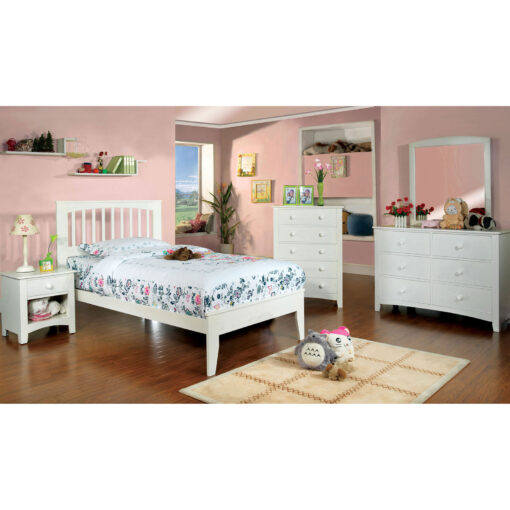 Pine Brook Transitional White 4 Piece Full Bedroom Set