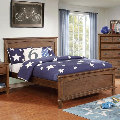 Colin Transitional Dark Oak Panel Style Headboard Bed