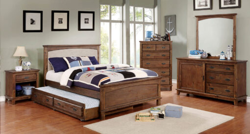 Colin Transitional Solid Wood Dark Oak 4 Piece Full Bedroom Set