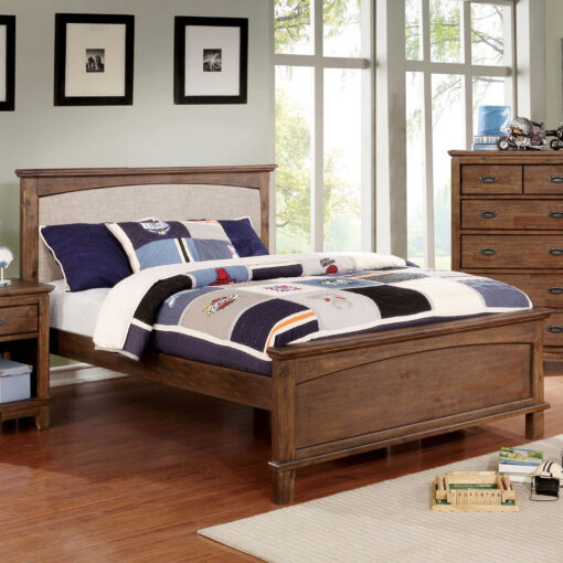 Colin Transitional Padded Headboard Dark Oak Bed