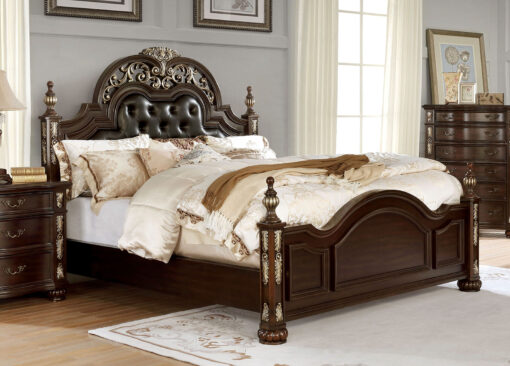 Theodor Traditional Brown Cherry/Espresso Solid Wood Bed