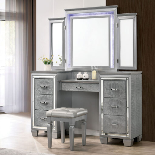 Tasmin Contemporary Silver Vanity with Stool