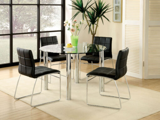 Kona Contemporary Chrome 5 Piece Round Dining Table Set