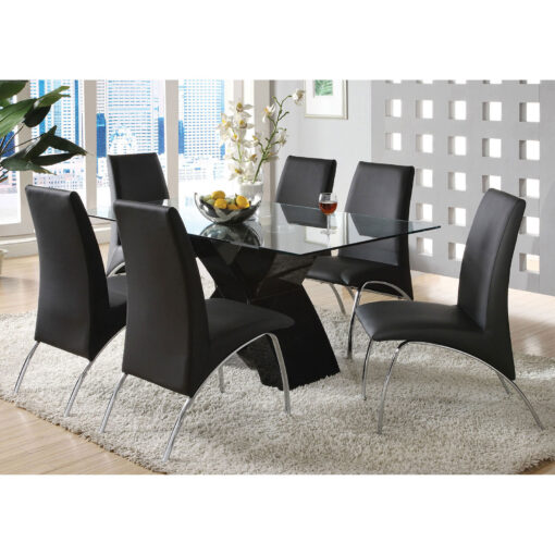 Wailoa Contemporary Black 7 Piece Dining Table Set