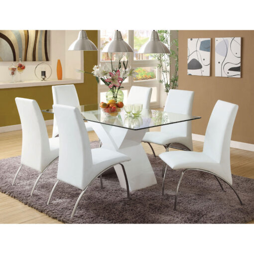 Wailoa Contemporary White 7 Piece Dining Table Set