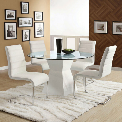 Mauna Contemporary White 5 Piece Dining Table Set