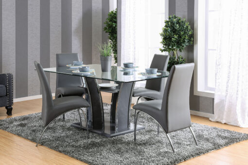 Glenview Contemporary Gray/Chrome 7 Piece Dining Table Set