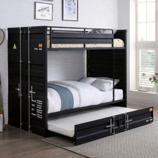 Estonne Industrial Black Twin/Twin Bunk Bed w/ Trundle