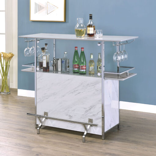 Rianna Contemporary White/Chrome Bar Table