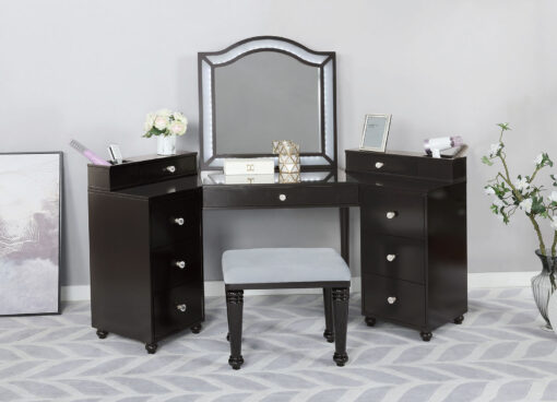 Tracie Glam Solid Wood LED Light Mirror Vanity Set