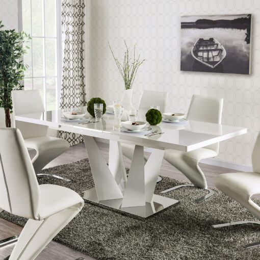 Zain Contemporary Metal White/Chrome Dining Table