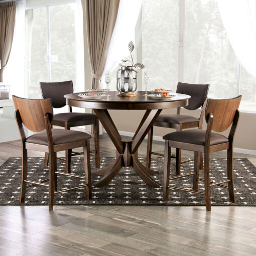 Marina Transitional Walnut Counter Height Round Dining Table