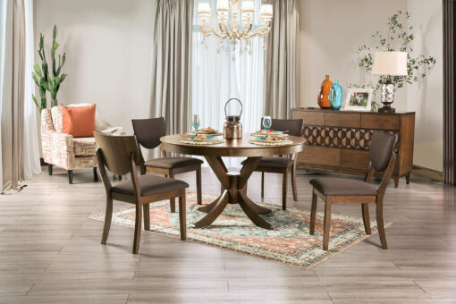 Marina Transitional Walnut/Dark Chocolate 5 Piece Dining Table Set