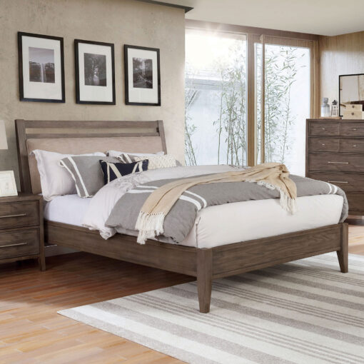 Tawana Transitional Solid Wood Warm Gray/Beige Bed