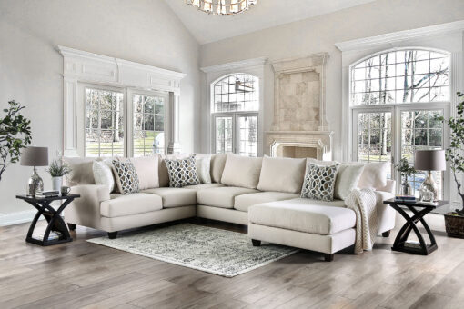 Abilene Transitional J-Shaped Design Beige Sectional