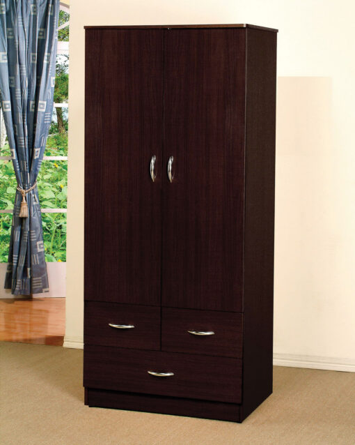 Yorktown 02241 Two Doors Wood Veneer Wardrobe - Espresso