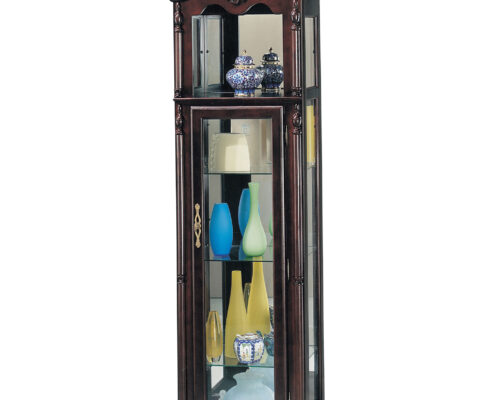 Lindsey 02349 Glass Shelves Composite Wood Cabinet Curio - Cherry