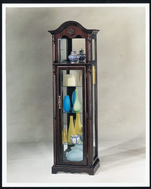 Lindsey 02349 Glass Shelves Composite Wood Cabinet Curio - Cherry