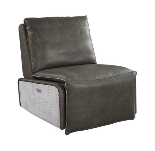 Metier 59940 Aluminum Patchwork Aesthetics Recliner- Gray Top Grain Leather & Aluminum