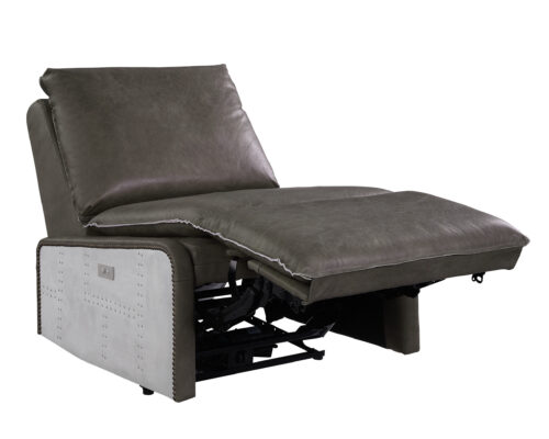 Metier 59940 Aluminum Patchwork Aesthetics Recliner- Gray Top Grain Leather & Aluminum