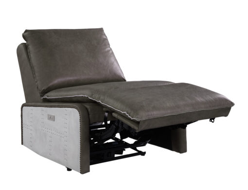 Metier 59940 Aluminum Patchwork Aesthetics Recliner- Gray Top Grain Leather & Aluminum