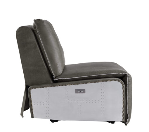 Metier 59940 Aluminum Patchwork Aesthetics Recliner- Gray Top Grain Leather & Aluminum