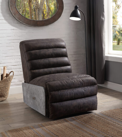 Okzuil 59941 Aesthetics Upholstered Aluminum Recliner - 2-tone Gray Top Grain Leather & Aluminum