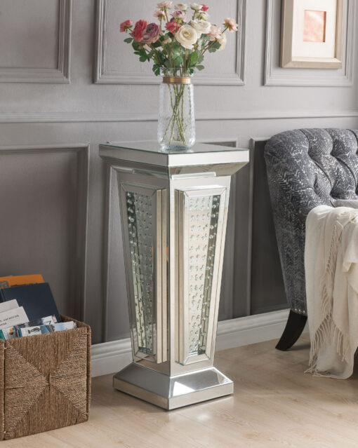 Nysa 80392 Demonstrates Sophisticated Graceful Pedestal Stand - Mirrored & Faux Crystals