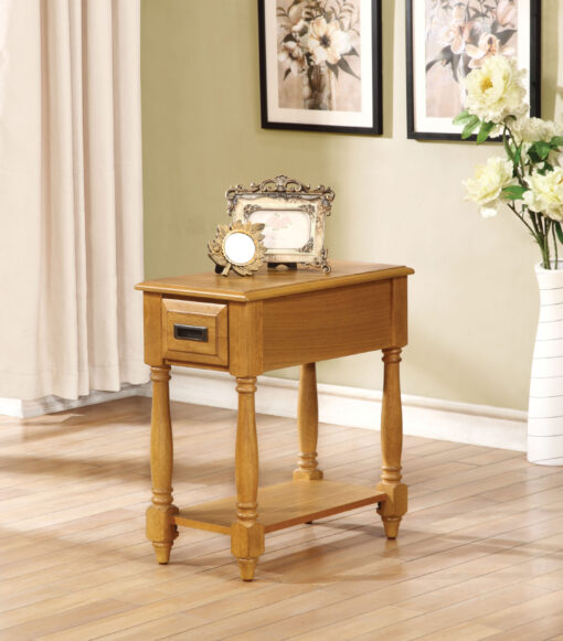 Qrabard 80510 Rectangular Side Turned Legs Accent Table - Light Oak