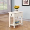 Jeana 80513 Rectangular Side Tapered Legs Accent Table - White