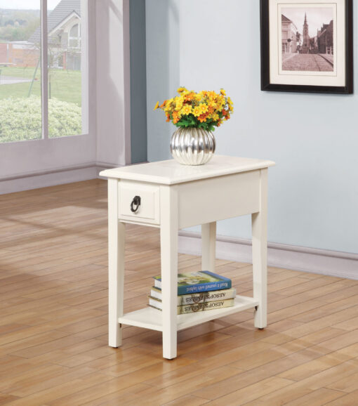 Jeana 80513 Rectangular Side Tapered Legs Accent Table - White