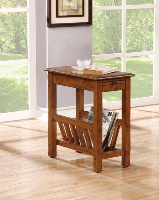 Jayme 80517 Magazine Rack Square Legs Accent Table - Tobacco