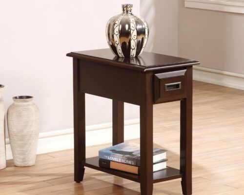 Flin 80518 Rectangular Side Tapered Legs Accent Table - Dark Cherry