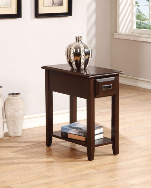 Flin 80518 Rectangular Side Tapered Legs Accent Table - Dark Cherry