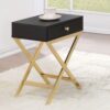 Coleen 82296 Rectangular Accent Table - Black & Brass