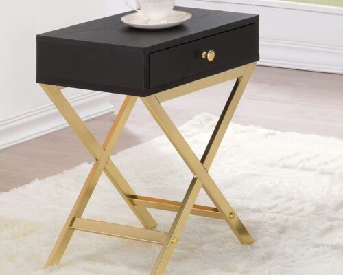 Coleen 82296 Rectangular Accent Table - Black & Brass