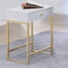 Coleen 82298 Rectangular Accent Table - White & Brass