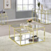 Uchenna 83474 Lustrous Shine Accent Table - Clear Glass & Gold Finish