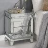 Lotus 88054 Mirrored Multi-Layered Look Accent Table - Faux Ice Cube Crystals