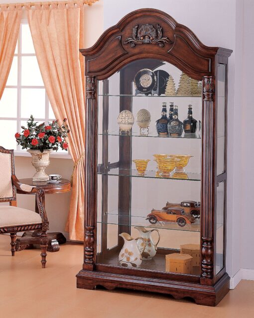 Denton 90054 Palmetto Carved Curio Cabinet - Cherry