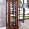 Addy 90062 Rectangular Vivid Carved Curio Cabinet - Cherry