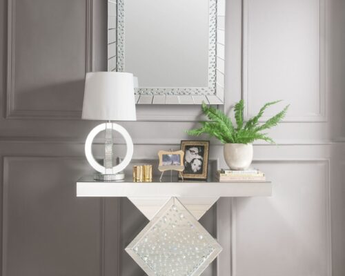 Nysa 90068 Rectangular Console Table - Mirrored & Faux Crystals