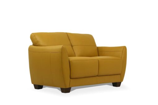 Valeria Flared Style Armrest Loveseat - Mustard Leather - Image 2