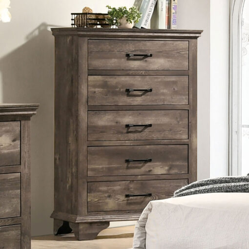 Fortworth Five Drawers Transitional Gray Chest