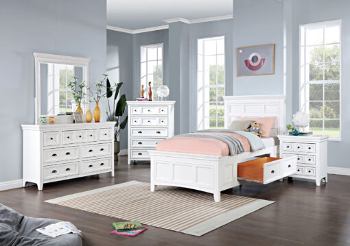 Castile Transitional Solid Wood White 4 Piece Twin Bedroom Set