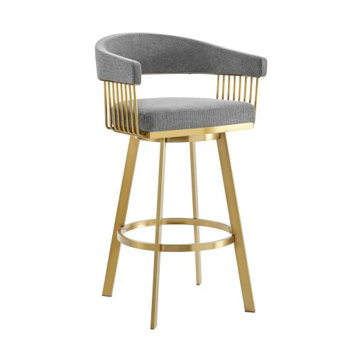 Armen Living Chelsea Swivel Gold Brushed Stainless Steel Stool - Image 9