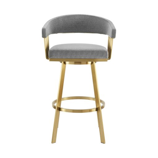 Armen Living Chelsea Swivel Gold Brushed Stainless Steel Stool - Image 10